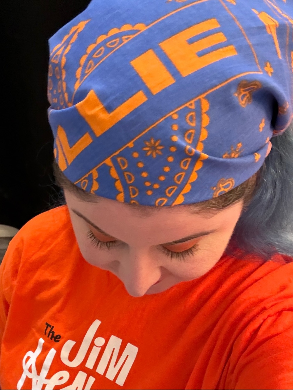 Billie Eilish Blue & Orange Patterned Headscarf